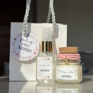Kit Mini Vela e Home Spray Feliz Vida Amiga