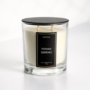 Vela aromática perfumada premium artesanal 220g pomar sereno